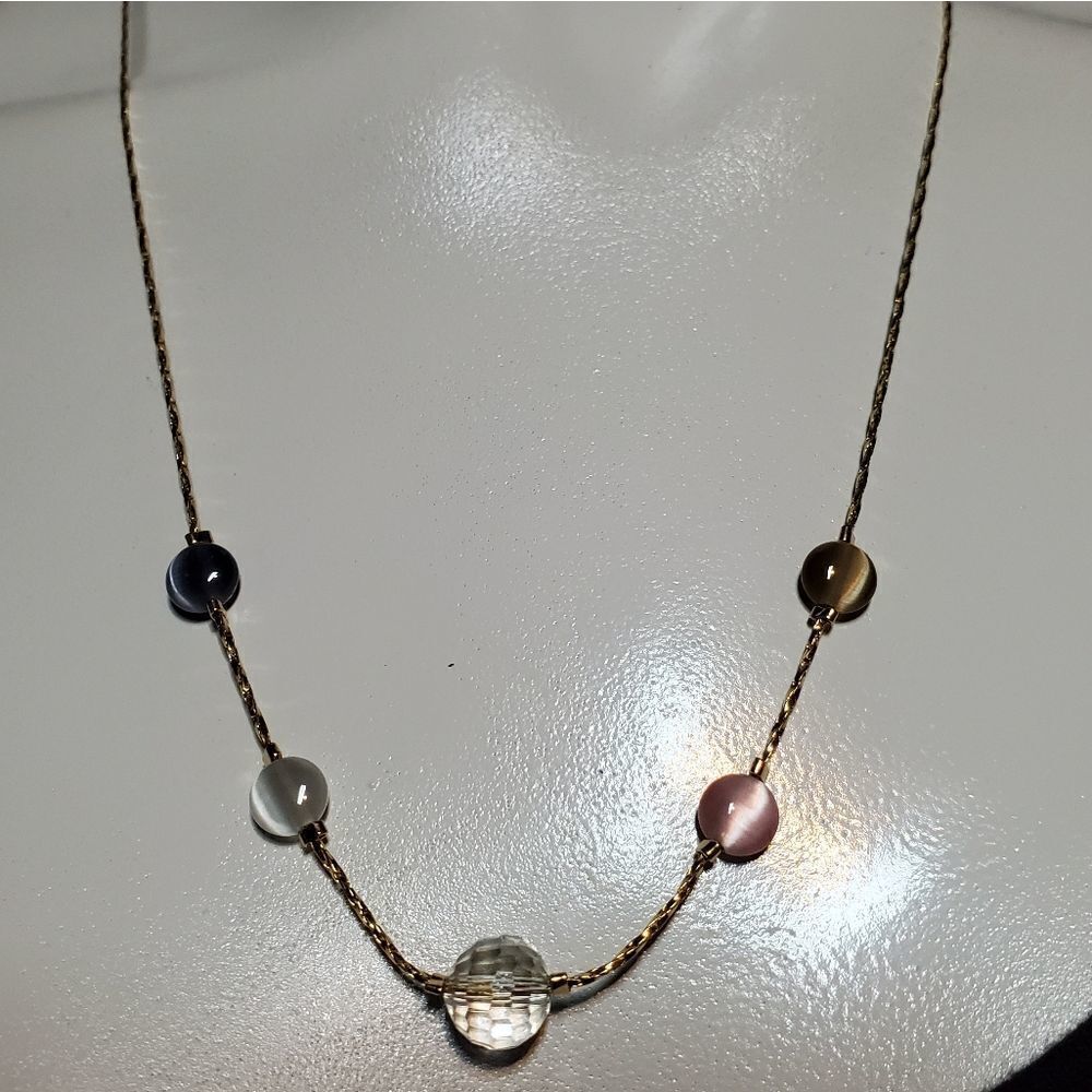 Precious 18 Karat Gold Filled Catseye Necklace - Picture 2 of 5